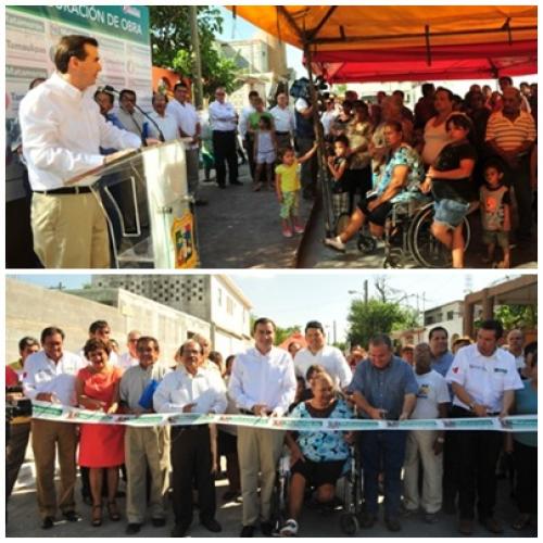 Agradecen colonos compromiso cumplido de Alfonso Sánchez en pavimentación de calles.