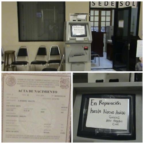 Causa malestar en usuarios cajero fuera de servicio expendedor de actas de nacimiento