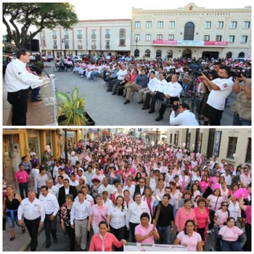 Encabeza Alfonso Sánchez y Silvia Guerra súper caminata “VIVE FUERTE, VIVE ROSA 2012”.