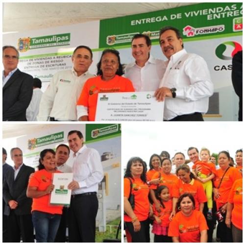 Entregan Viviendas, Escrituras y Vales de Materiales a reubicados en zona de riesgo en Matamoros