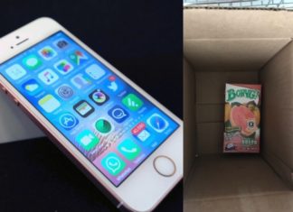 Compró por Internet un iPhone y le llegó un jugo de 250 mlts