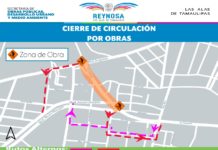 Aviso de cierre de vialidad en avenida Espuela y calle Morelia