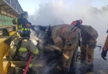 Cierran Puente Internacional por incendio de camioneta
