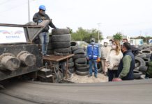 Supervisa Alcaldesa proceso de trituración de llantas