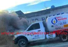 Bomberos acuden a conato de incendio de pipa con gas LP