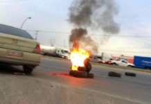 Amanece Reynosa con bloqueos y quema de llantas