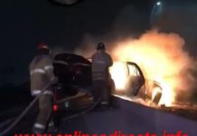Vuelca en su unidad y arde en llamas sobre libramiento Monterrey