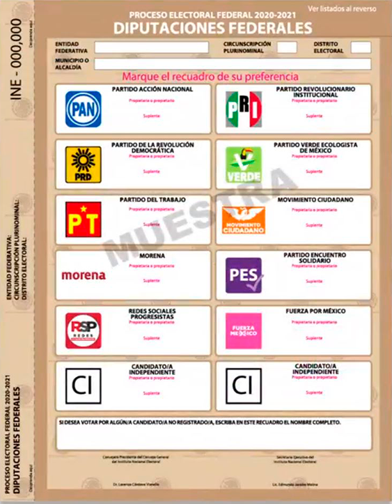 Boleta diputados federales