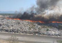 Enorme incendio se registra en relleno sanitario