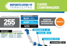 Registran 255 casos nuevos de Coronavirus en Tamaulipas hoy