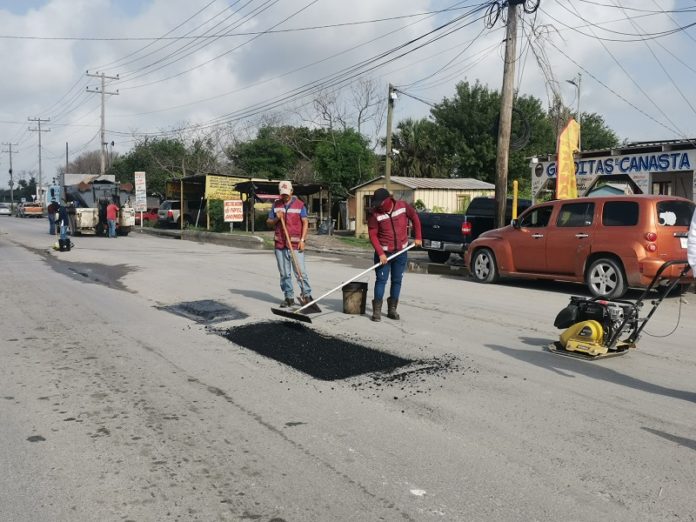 de asfalto en Matamoros.
