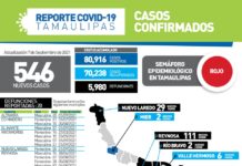 Durante este martes se confirmaron 546 nuevos casos y 20 fallecimientos asociados al virus