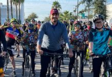 Encabeza el Alcalde Carlos Peña Ortiz rodada de bicicletas, refrendando su interés de una ciudad libre de adicciones.
