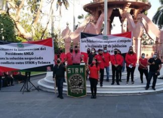 Protestan telefonistas por mutilación a su contrato Colectivo de Trabajo, advierten que irán a huelga