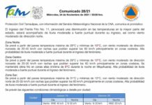 El ingreso del Frente Frío No. 11, provocará una disminución en las temperaturas