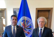 Sostiene Gobernador de Tamaulipas reunión de trabajo con el Secretario General de la OEA