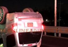 Vuelca unidad en carretera Rio Bravo a Reynosa