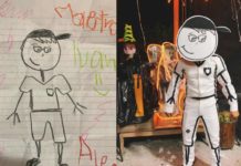 Profesor se disfraza de dibujo que le hizo alumna antes de morir