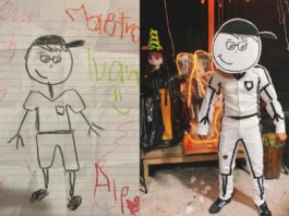 Profesor se disfraza de dibujo que le hizo alumna antes de morir