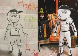 Profesor se disfraza de dibujo que le hizo alumna antes de morir