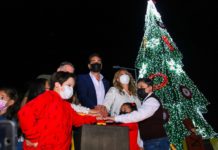 Familias de Reynosa disfrutan encendido del pino y los arreglos navideños, con la llegada de la navidad