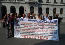 Protestan para exigir a AMLO solución a la problemática en el sindicato petrolero