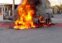 Arden unidad en concurrida carreteare bomberos acuden a sofocar