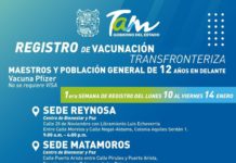 Maestros y tamaulipecos de 12 años en adelante podrán recibir la vacuna Anti Covid gestionadas por el Gobernador en E.U.