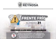 Arribará frente frío número 31 a esta región