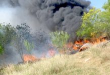 Bomberos sofocan incendio en pastizal que dejo solo daños