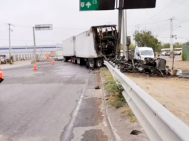 Se quema tráiler tras participar en accidente vial que dejo daños