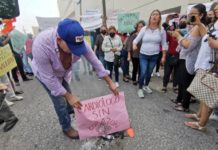 Protestan contra Mario Delgado y del candidato “Juntos Hacemos Historia en Tamaulipas”