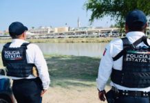 detección y contención de migrantes en la zona de los puentes internacionales 1 y 2 que conectan Nuevo Laredo