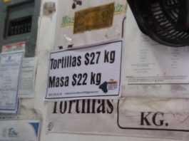 A partir de hoy subió 2 pesos el kilo de tortilla