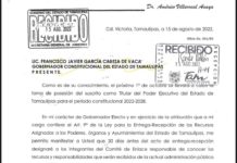 Américo envía carta a Cabeza de Vaca para notificarle sobre su equipo de transición