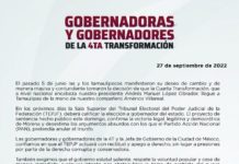 Salen Gobernadores de Morena a dar apoyo a Américo y piden a Tribunal actuar con rectitud