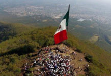 Monumental Bandera de cerro en Victoria pesa 40 kilos