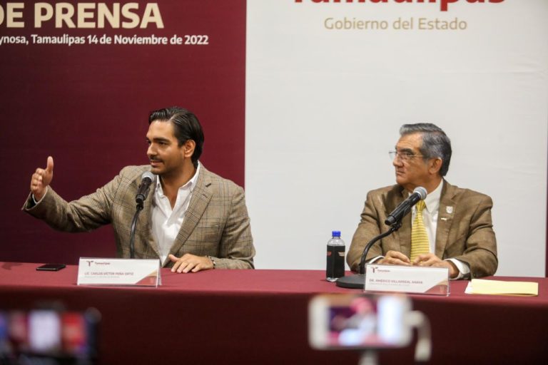 Preside Américo Villarreal Anaya rueda de prensa con Carlos Peña Ortiz