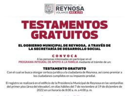 Inicia Gobierno de Reynosa recepción de solicitudes del programa de Testamento Gratuito