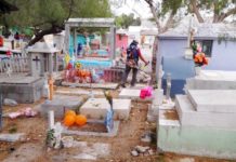 Arduo mantenimiento y limpieza realizaron en los panteones municipales
