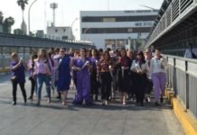 Marchan mujeres de ambos laredos, y se solidarizan en puente internacional
