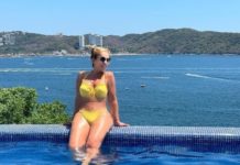 Desde la piscina, Rocío Sánchez Azuara roba suspiros con coqueto bañador amarillo