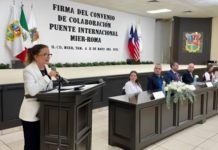 Asiste secretaria de Economía a firma de convenio para nuevo Puente Internacional Mier-Roma