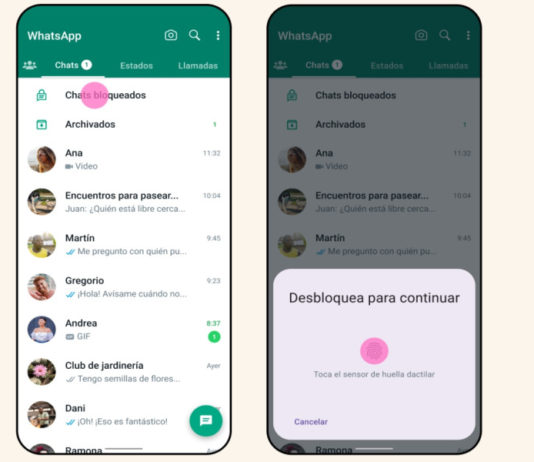 WhatsApp estrena nueva función de bloqueo de chats con contraseña o huella