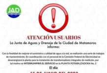 Anuncian cortes de suministro de agua potable en Matamoros