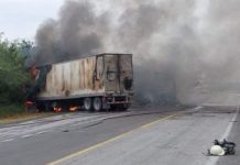 Registran choque frontal e incendio de dos tráilers en carretera a San Fernando