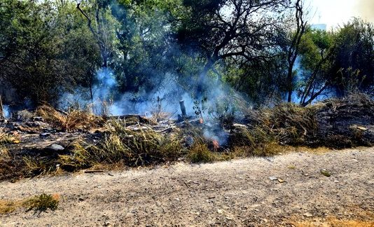 Bomberos sofocan incendio en predio baldío dejando daños