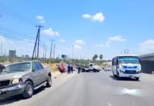 Aparatoso accidente vial deja solo daños en carretera Río Bravo a Reynosa