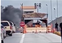 Se quema unidad en puente internacional Reynosa-Hidalgo