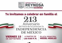 Invita Alcalde de Reynosa a celebrar Grito de Independencia en la plaza principal